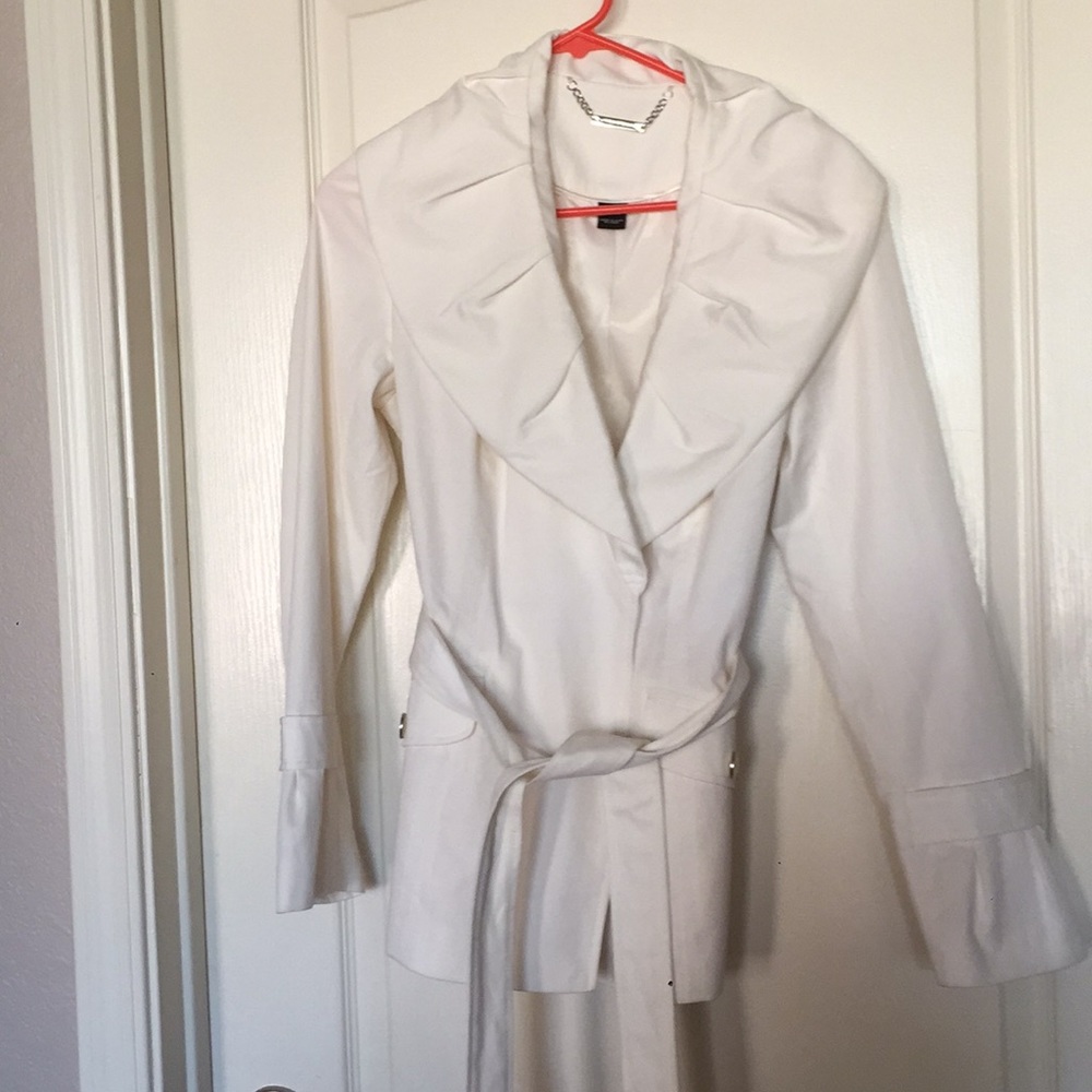 White House black market cream ruffle jacket